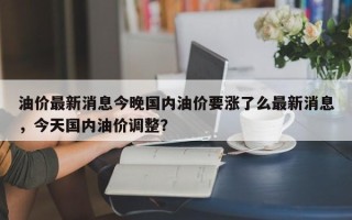 油价最新消息今晚国内油价要涨了么最新消息，今天国内油价调整？